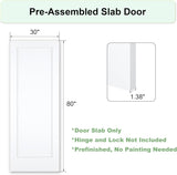 30"x80" 1-Panel Prefinished Laminate White Hollow Core Door Slab, Pre-Assembled Waterproof Shaker Style Interior Door