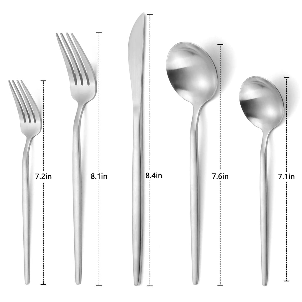 Matte Silverware Set, 20-Piece Stainless Steel Flatware Set, Satin Finish tableware Cutlery Set, Service for 4, Home