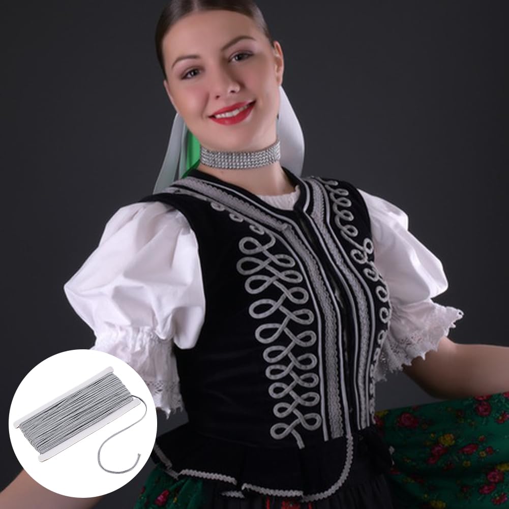×0.12inch Soutache Braided Cord String Gimp Braid Trim Metallic Applique Trim Decorative Fabric Ribbon