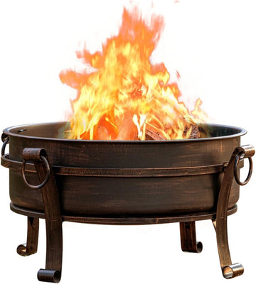36 Inch Fire Pit with Grill & Lid, Fireplace & Round Table & BBQ 3 in 1 Fire Pit,Heavy Duty Wood Burning Fire Pits for O