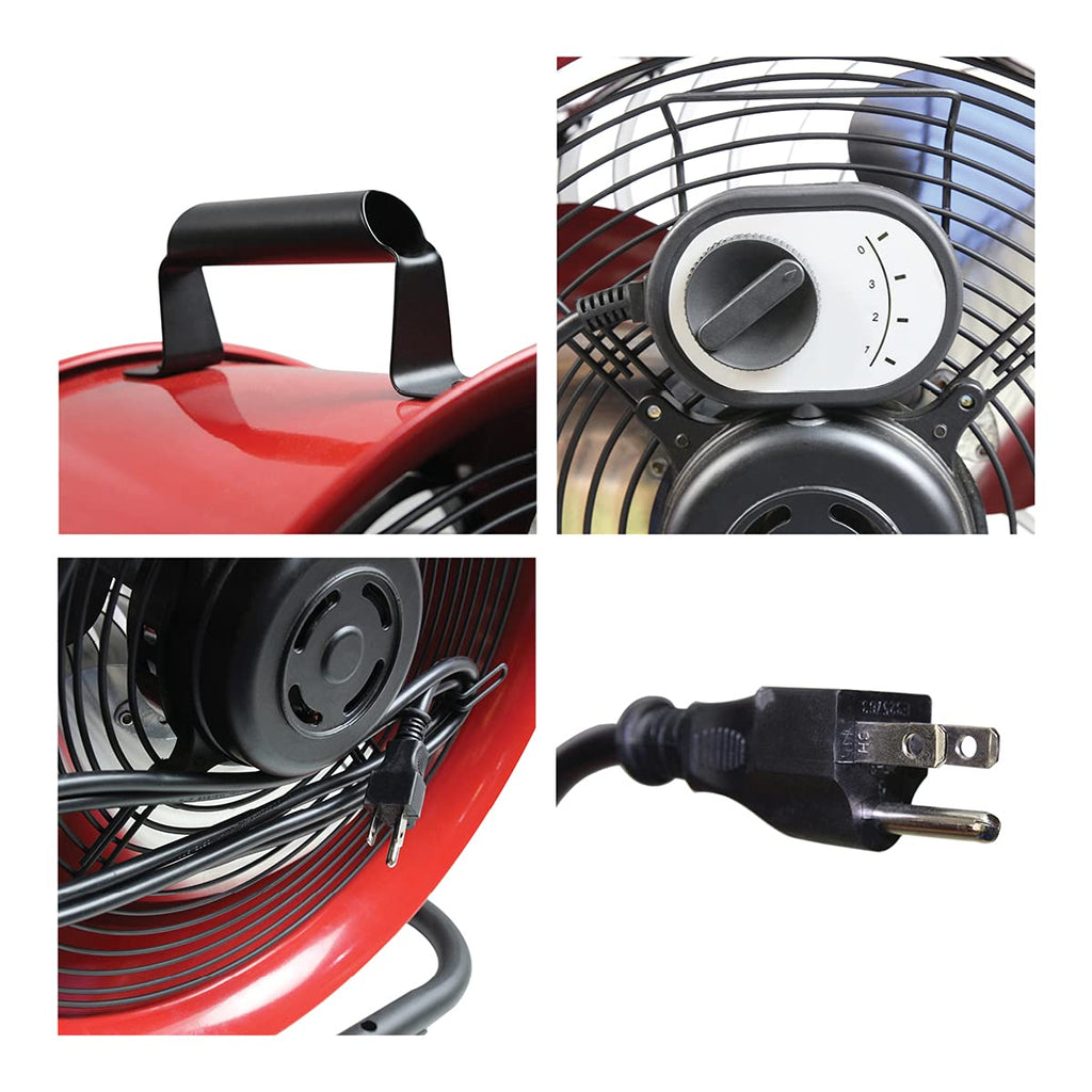 16" High Velocity Turbo Fan with Pivoting Head - Efficient Air Circulation, High-Velocity Drum Fan Ideal , Garage, or