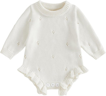 Baby Girl Coming Home Outfit Ruffle Knit Sweater Romper