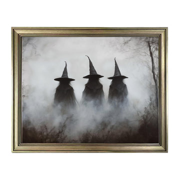 Vintage Framed Halloween Decor Witch Wall Art Rustic Farmhouse Picture Wall Decor Dark Halloween Canvas Print Painting