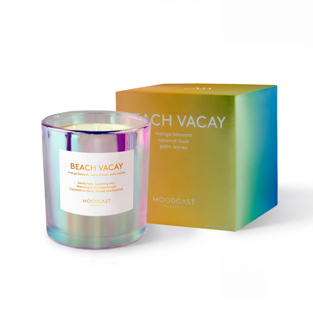 Beach Vacay 3 Wick Scented Candle - Large Aesthetic Candle, Mango Blossom, Coconut & Palm Leaf, Clean Coco Wax