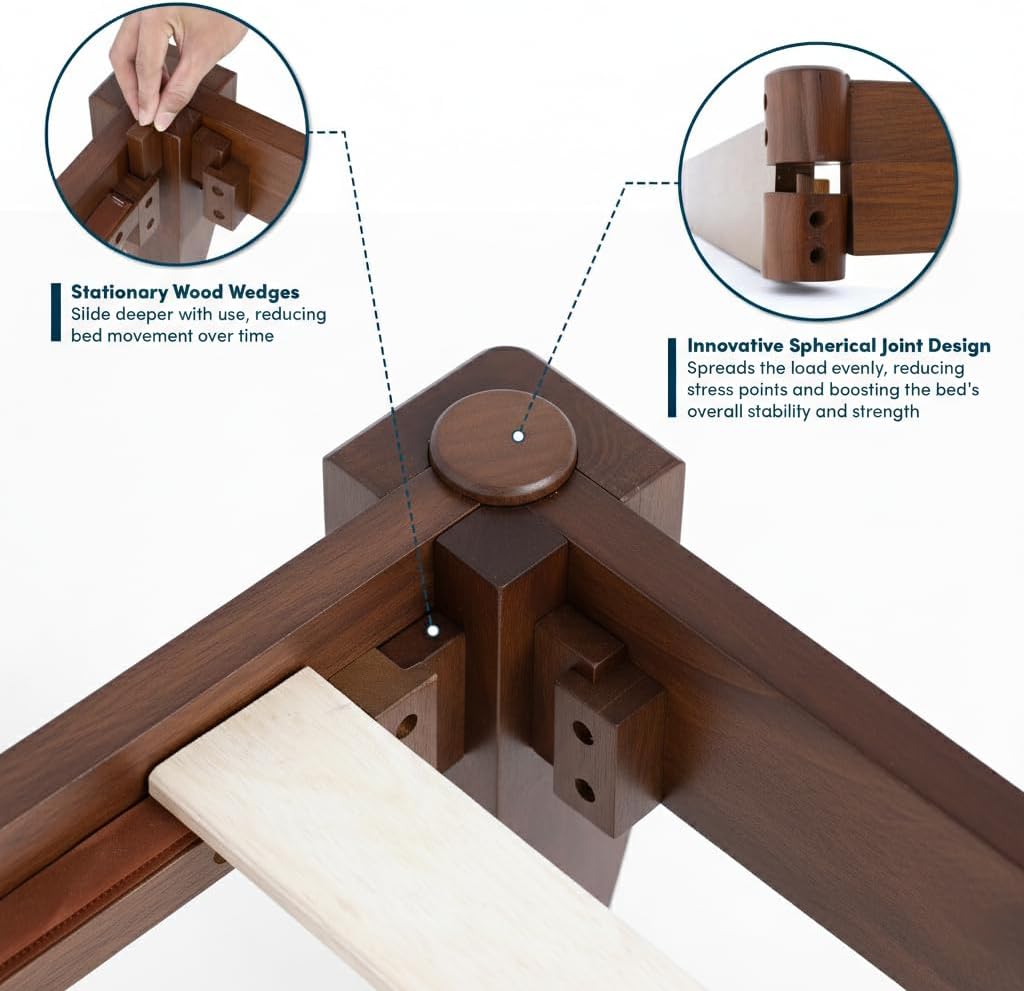 Japanese Joinery Bed Frame, Solid Wood (Walnut)