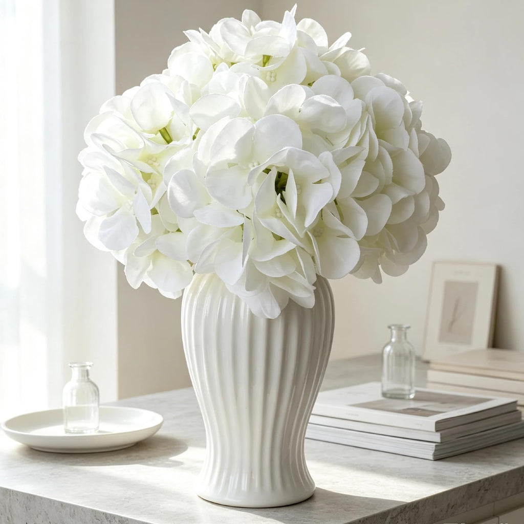 White Artificial Silk Hydrangeas Bulk 104 PCS