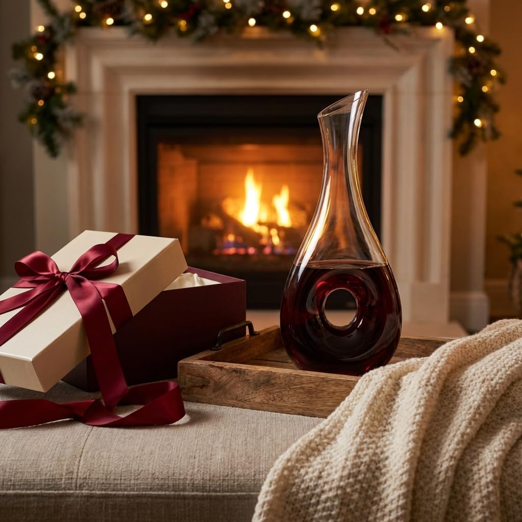 Crystal Wine Decanter - Snail Shaped Hand Blown Red Wine Carafe, 1000ml Aerator & Dispenser Bar