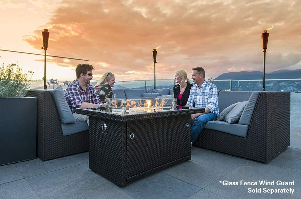 Series 403 Fire Table - 44" 50,000 BTU Outdoor Propane Gas Fire Pit Table with Tempered Glass Top & Arctic Ice