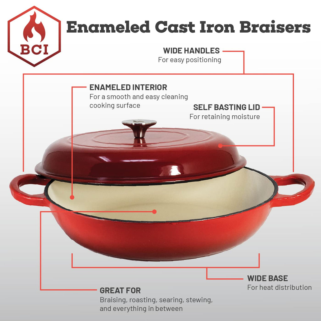 Enameled 2.25 Quart Signature Cast Iron Braiser with Lid