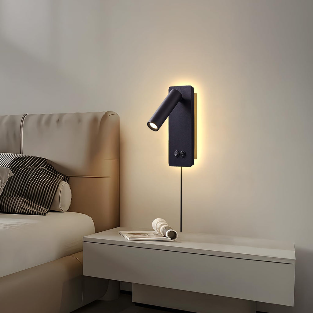 LED Reading Wall Lights, Backlight Night Wall Lamp, Plug in Cord Adjustable Wall Sconces, Book Reading Lamps