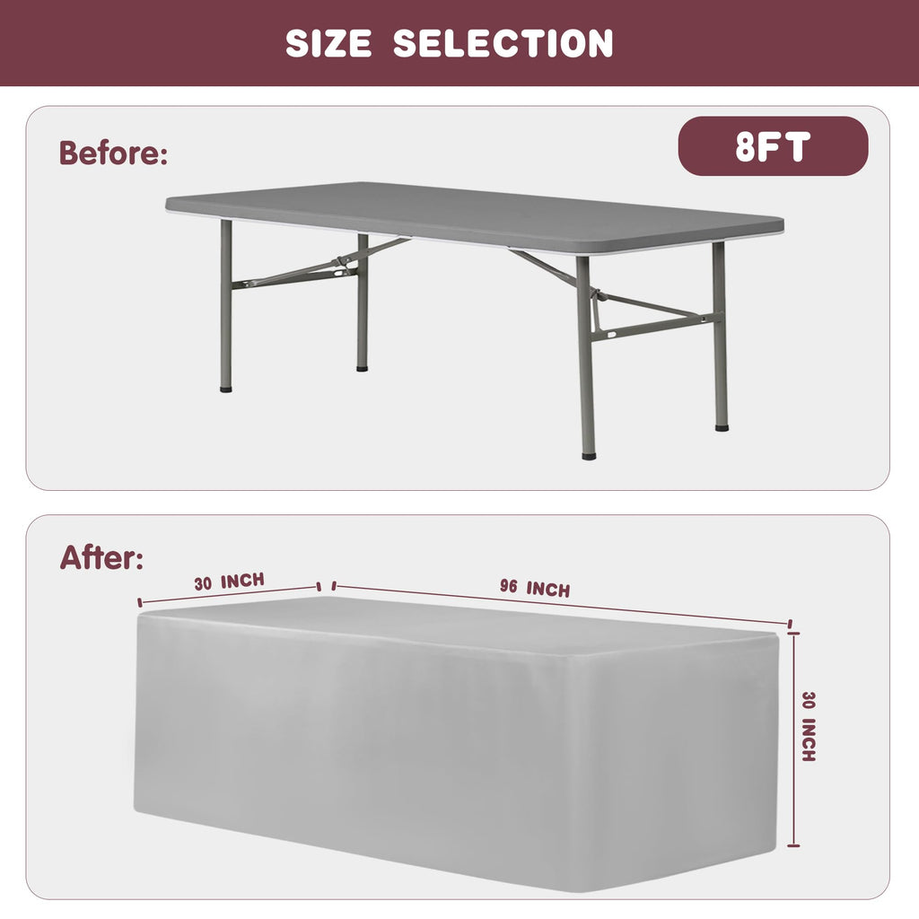 Fitted Table Cloths For 8 Foot Rectangle Tables, Vendor Booth 2 Pack Black