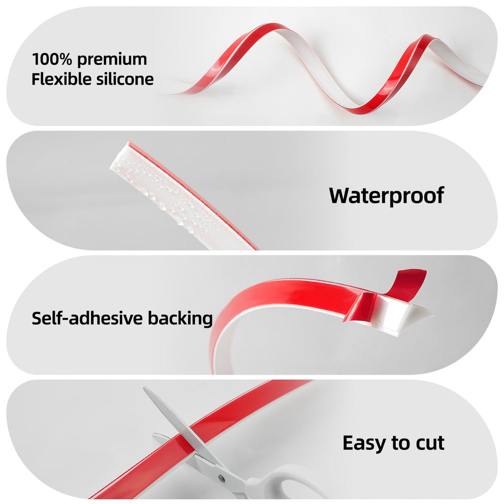 Self-Adhesive Silicone Inside Corner Trim, White, 10 ft