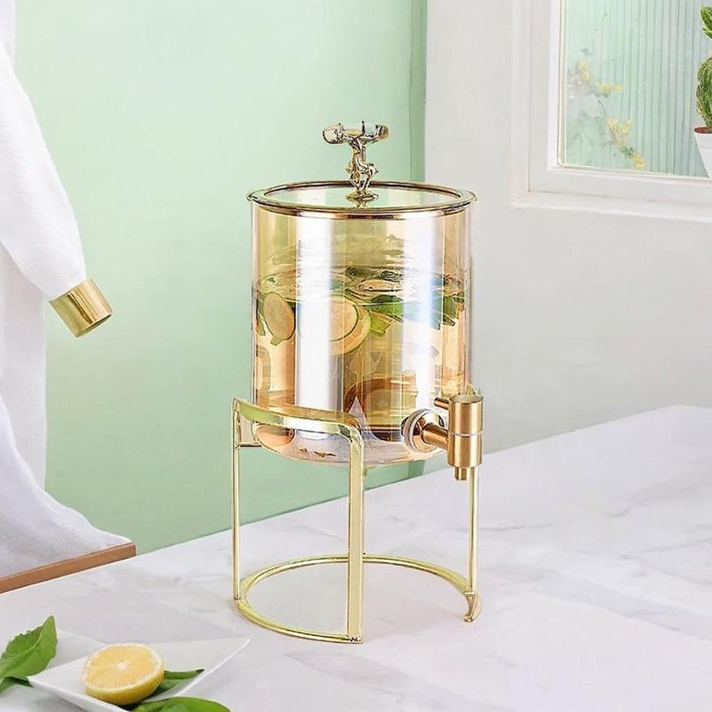 Beverage Dispenser Holder Pitcher Base 20cm Support Storage Rack Glass Jar Stand Cold Water Jug Stand Bar Party, Gold