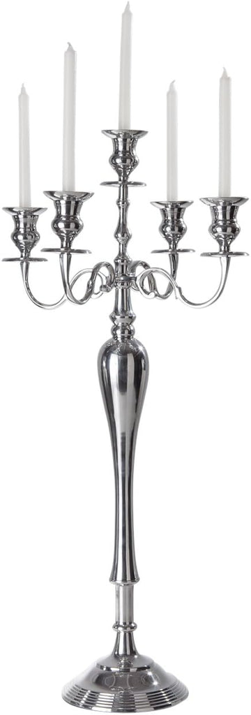 39" Tall Aluminum Candelabra Candle Holder for 5 Taper Candles - Elegant Centerpiece for Dining Room, Living Room
