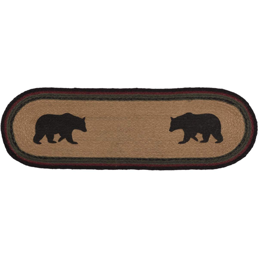 Rustic & Lodge Flooring-Wyatt Tan Bear Oval Jute Bedding Accessory, Stair Tread 8.5x27, Brown