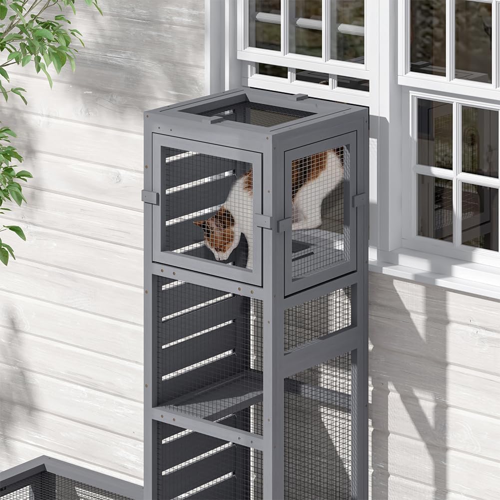 Modular Cat Tunnel 92.1" L Weatherproof Extendable Outdoor Cat Run
