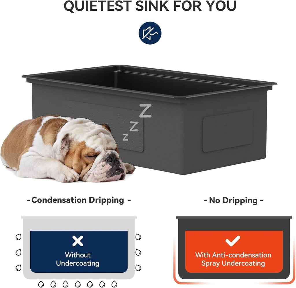 Matte Black Kitchen Sink 30 Inch Undermount Ledge Workstation T304 16 Gauge Stainless Steel Single Bowl Under Counter