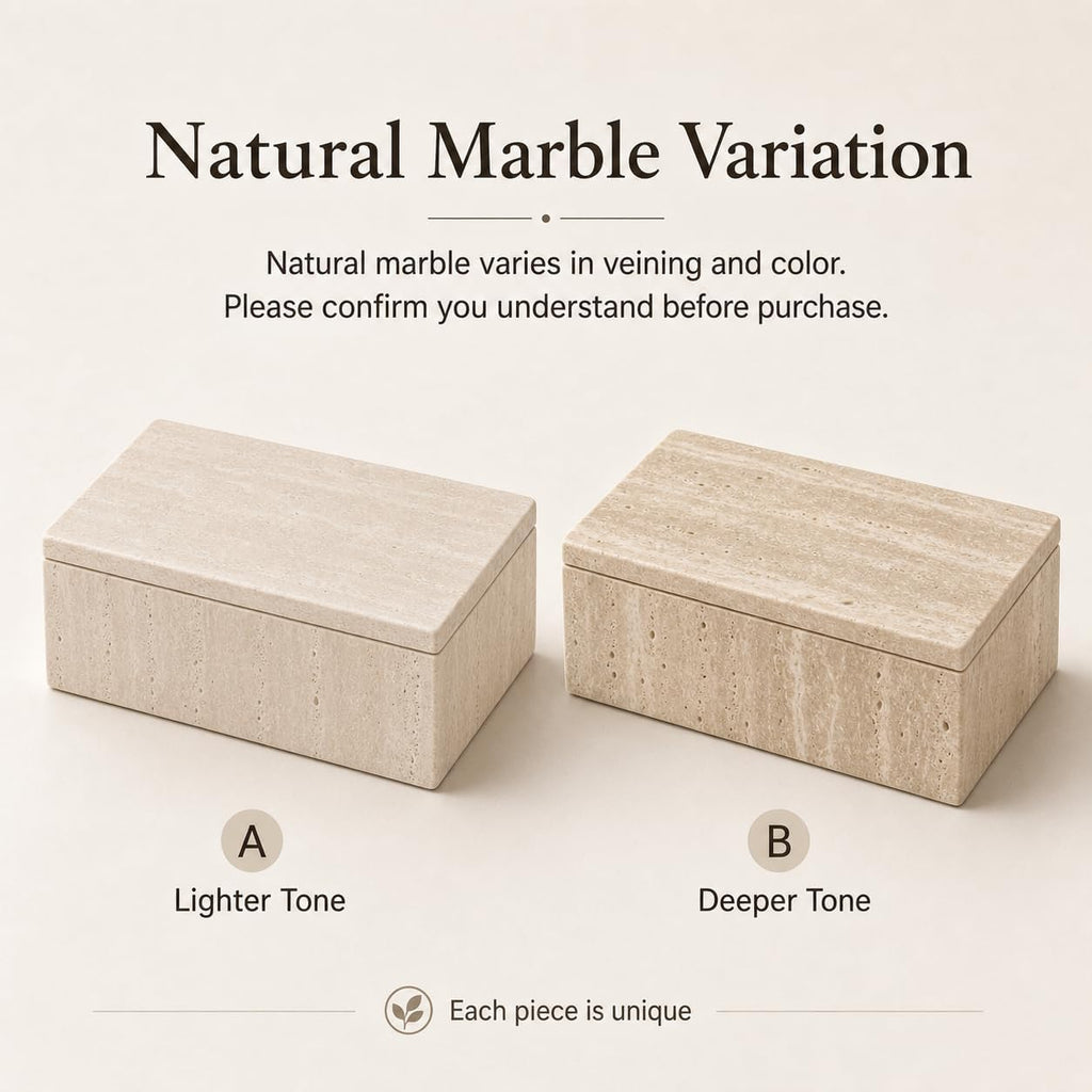 Natural Purple-Red Marble Storage Box with Lid, Decorative Stone Organizer for Jewelry, Watches, Keys and Small