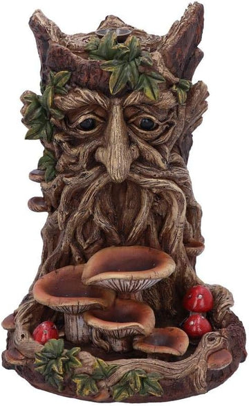 The Wisest Dryad Incense Burner, Backflow Design, Hand-Painted Resin, Nature Decor, 18cm