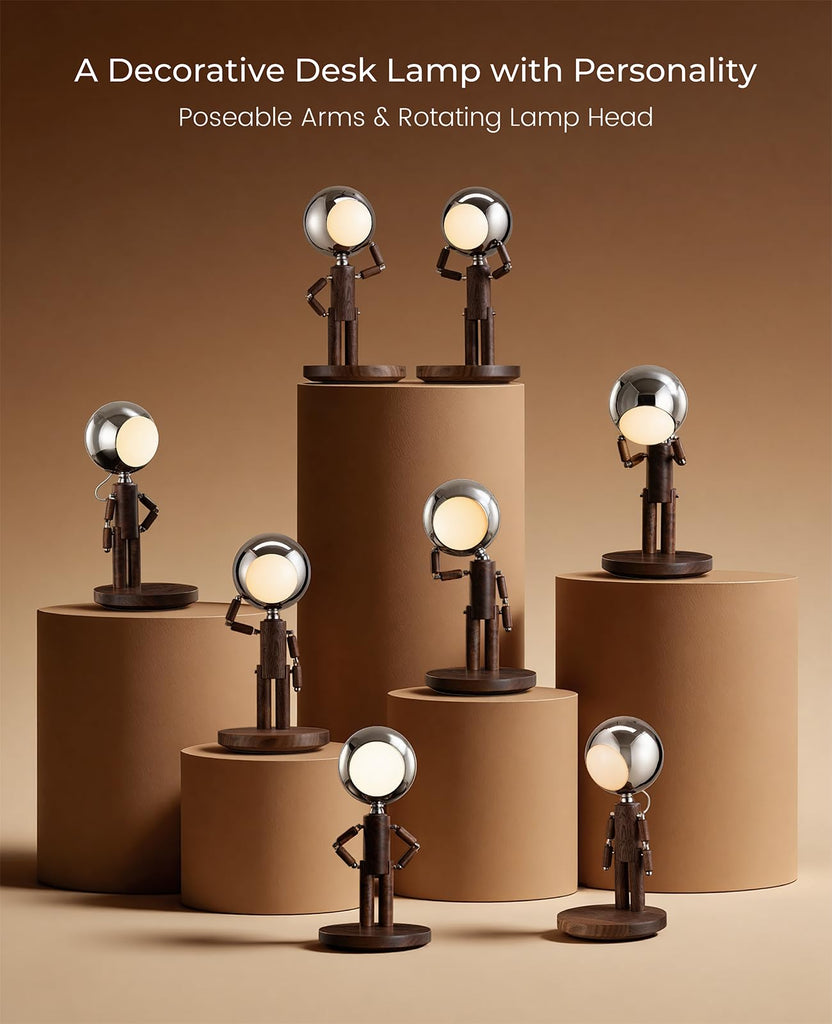 Cordless Table Lamp, Rechargeable Wooden Desk Lamp, Dimmable, Gift
