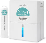2-in-1 91 Oz Dehumidifier For Home, Bedroom, Bathroom, Basement with Removable Cylinder & Drying Base, Timer