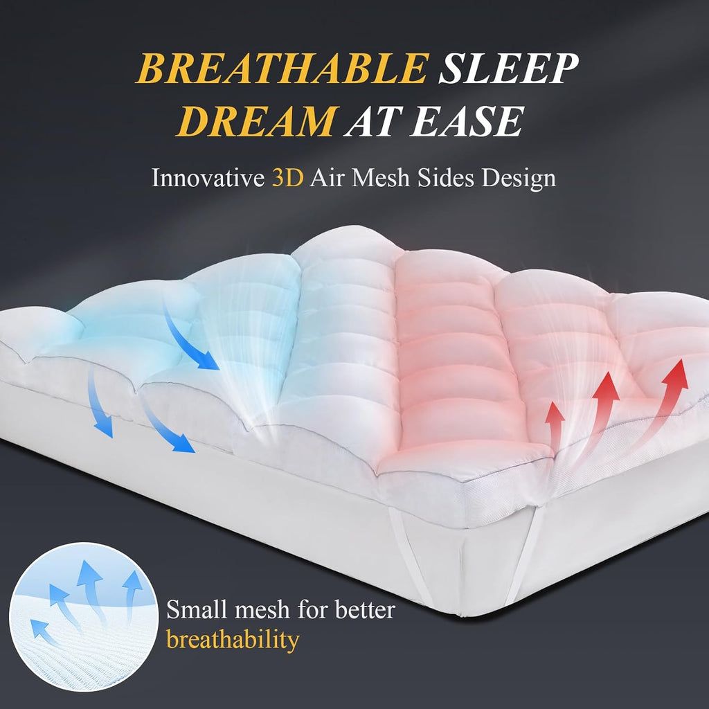 3 Inch King Mattress Topper, Ultra Thick and Fluffy Supportive Memory Foam Mattress Topper for Body Pain, Mattress