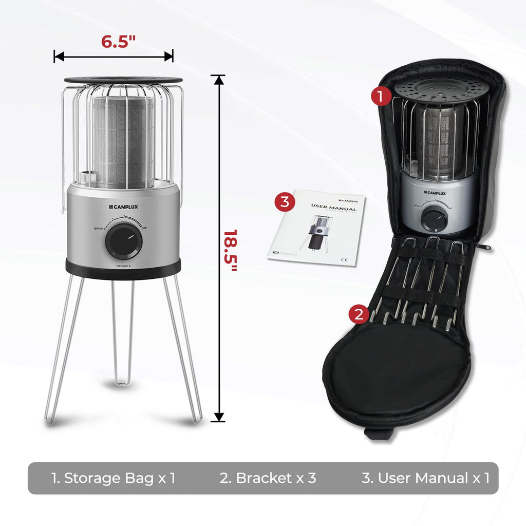 Portable Propane Heater 8500 BTU, 2 Heating Modes Tabletop Outdoor Heater for Camping, Patio, and Outdoor Gatherings