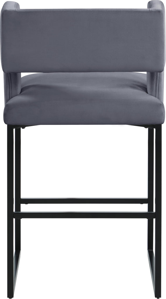 Caleb Collection Modern | Contemporary Counter Height Stool with Unique Square Back and Sturdy Iron Legs