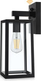 Dusk to Dawn Sensor Outdoor Wall Sconce, Exterior Porch Lantern Fixture with E26 Socket & Glass Shade