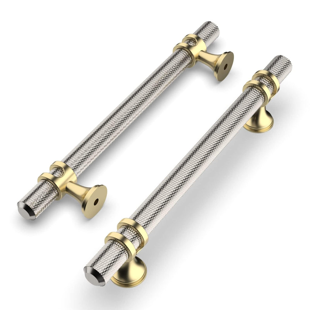 10 Pack Knurled Brushed Satin Nickel Cabinet Pulls 7 Inch Hole Center Kitchen Cabinet Handles for Drawer Dresser