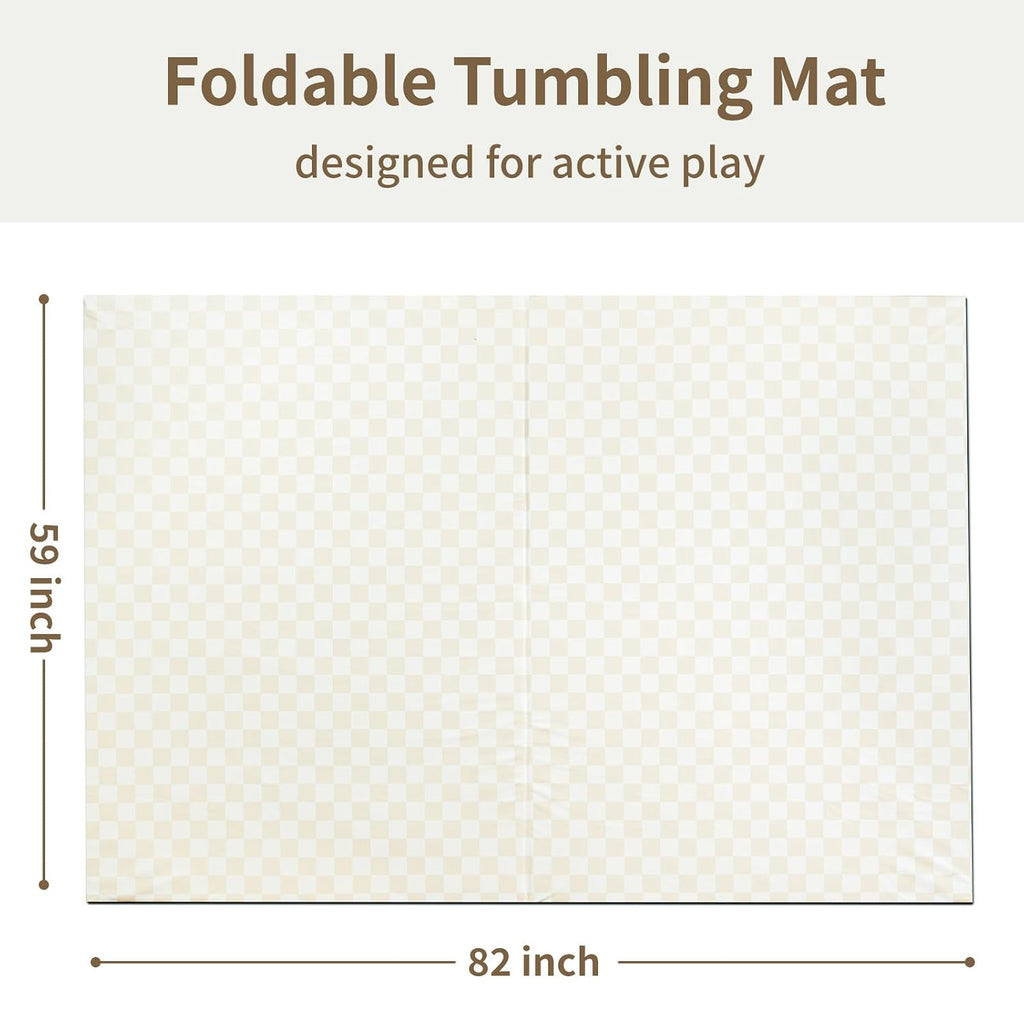 Large Vegan Leather Baby Play Mat for Floor,1.3"Thick Foam 59x82 Foldable Waterproof Kids Play Mat,Stylish and Just