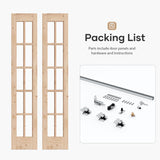 Bifold Closet Door,for 32in x 80in (Double 16x80) Opening,French Glass Barn Doors with 2.66FT Concea