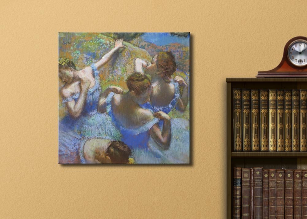 "Blue Dancers by Edgar Degas - Canvas Art Home Art - 16x16 inches