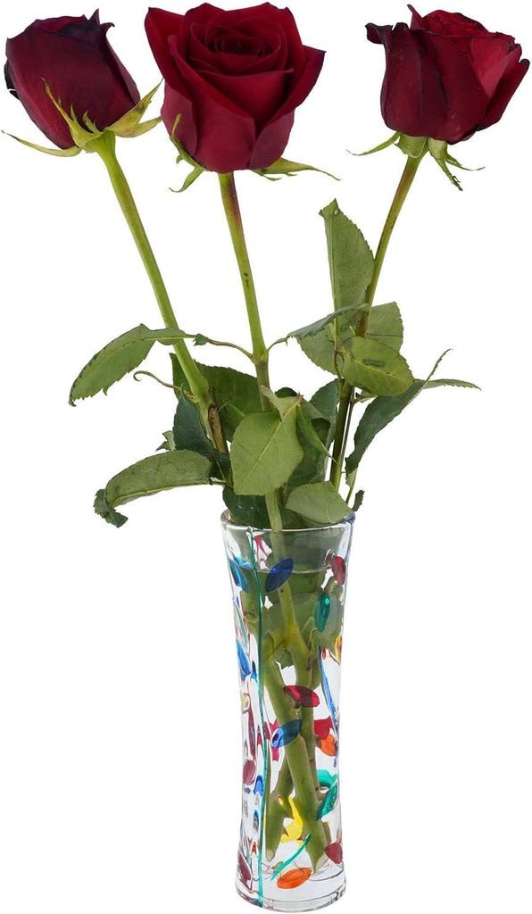 Murano Italian Crystal Flower Vase - Multicolor Tree Leaves Branches Design - Made in Venice, Italy 7-1/2 Inch Tall