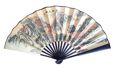 Classic Folding Fan, Bamboo Fan Rib&Printing Cloth of 12+ Pattern Options, 13in, 折扇 (Pattern 11-Great Wall(万里长城))