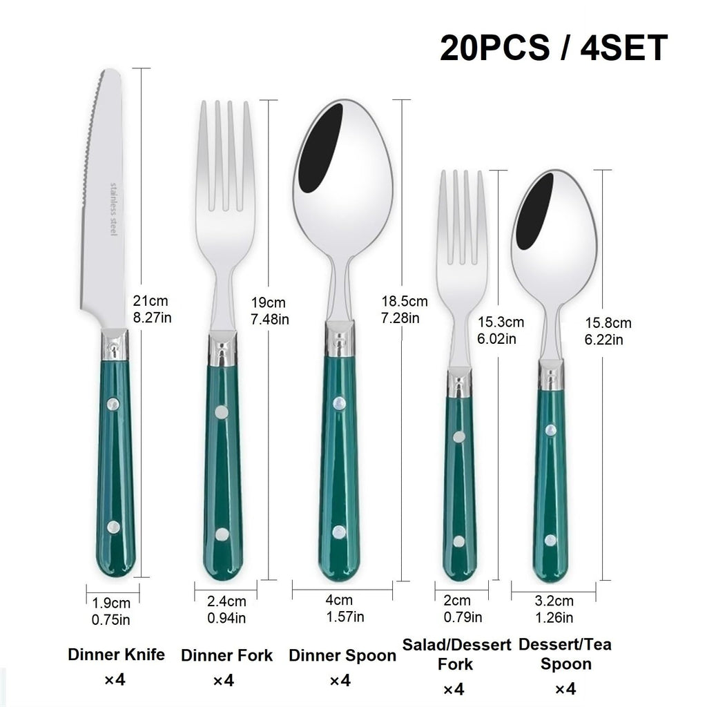 5/20/30-Piece Lightweight Stainless Steel Silverware Set for Everyday Use, Flatware Service for 1/4/6, Steak Knife