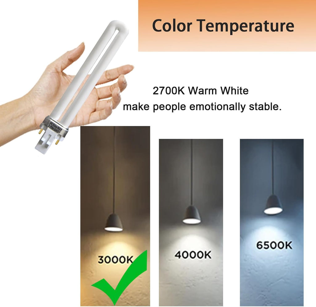 13W Single Tube 2 Pin GX23 Base Bulb, PLS13W27,2700K-6 Pack