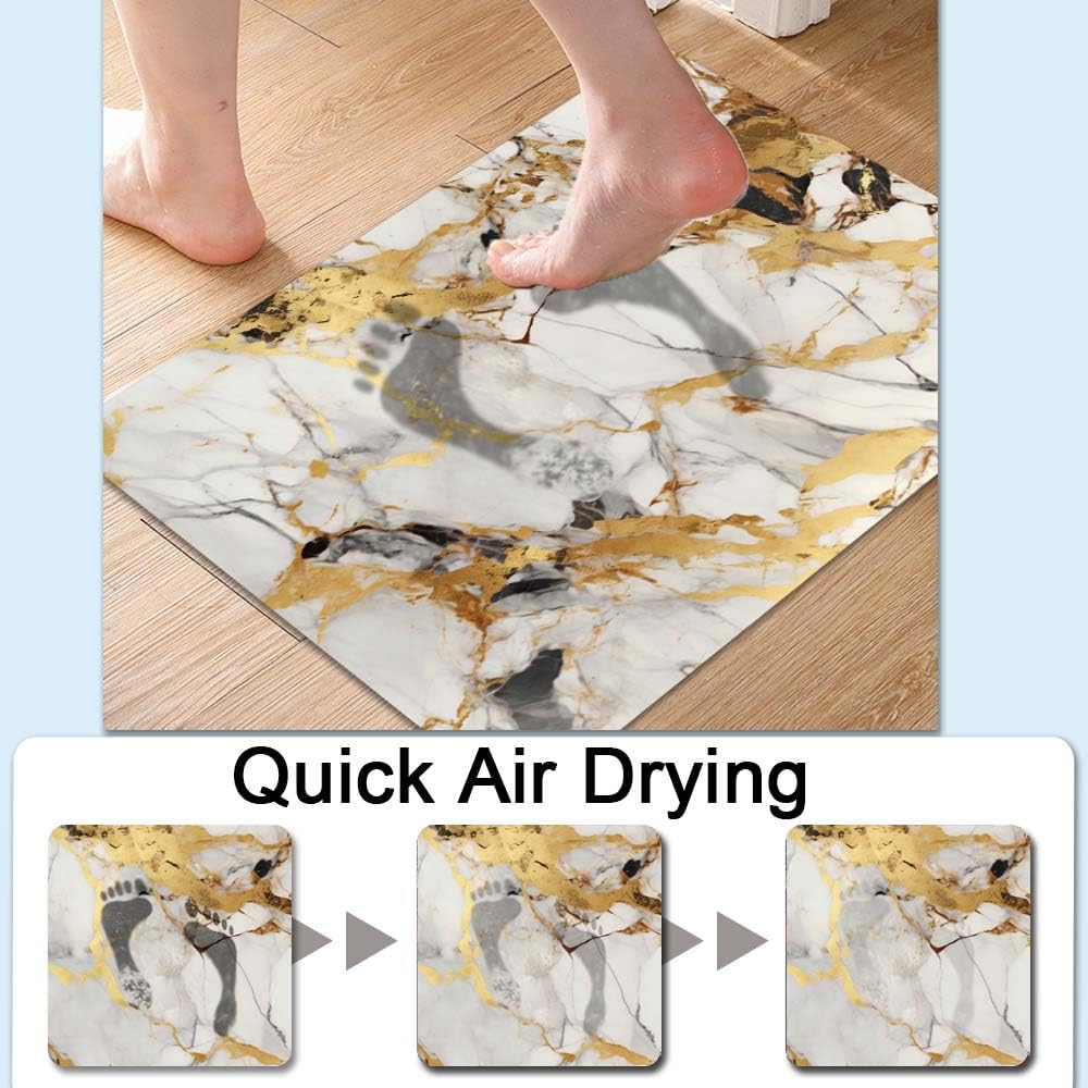 Bath Mat-Bathroom Rug, Abstract Marble Gold-Absorbent Non Slip Quick Dry Stain Resistant Easy to Clean Care Shower Rug