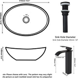 Ceramic Vessel Sink with Faucet and Drain Combo Brown Bathroom Sink Above Counter Oval Sinks Bowl
