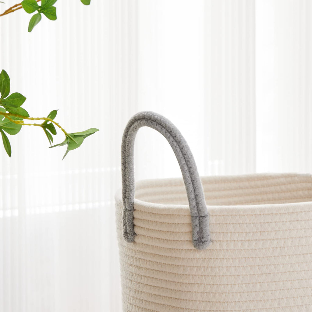 72L Tall Woven Laundry Basket Hamper, Grey White