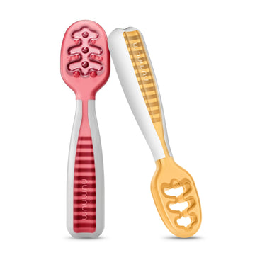 Baby Spoons Self Feeding 6 Months, 2-Pack Red/Orange