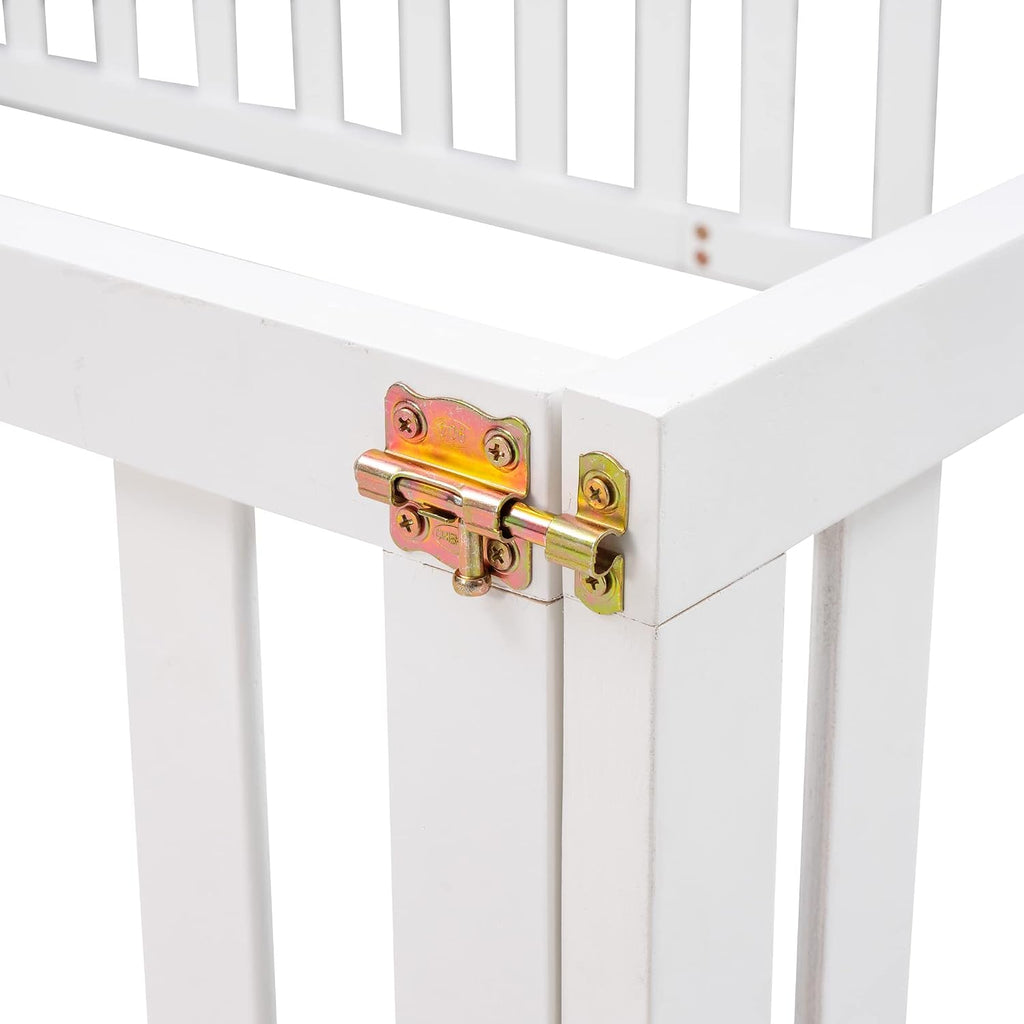 Montessori Floor Bed Frame with High Fence and Door, Full Floor Bed for Kids, Girls & Boys, Easy Assemble Montessori