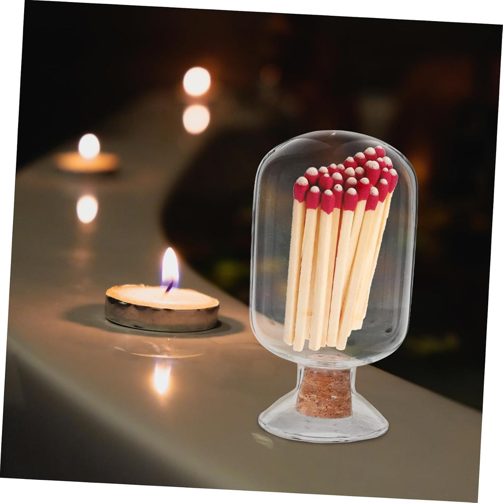 Glass Match Storage Jar Sensory Bottles Lids 250ml Match Holder Decorative Match Jar Multi-functional Glass Jar