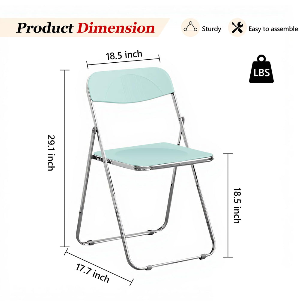 2 Pack Green Plastic Folding Chairs - Modern Duo Stackable for Studio Apartment, Display Corner, Minimalist Space