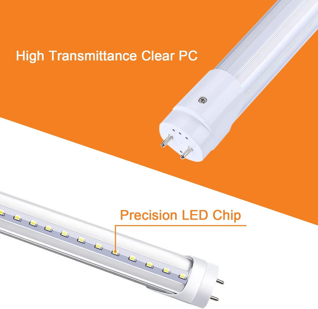 T8 LED 4FT Type A+B Light Bulbs 18W, 2300LM, G13 Base,Plug and Play or Ballast Bypass,T8 T10 T12 Fluorescent