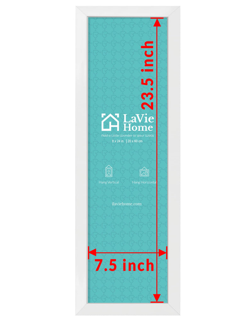8x24 Picture Frame White, Panoramic Picture Frame for Wall Decoration, Classic Black Minimalist Style Suitable for