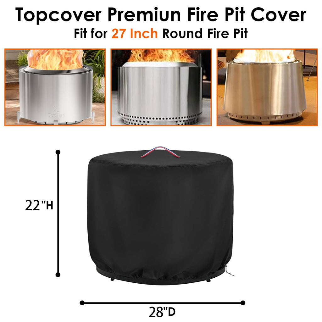 Round Fire Pit Cover 600D 28in Firepit Cover for OutVue Fire Pit