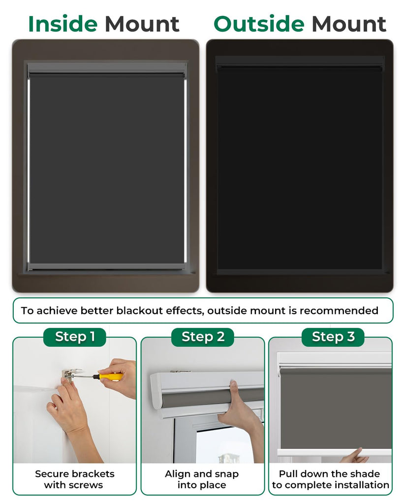 Motorized Blinds with Remote | Automatic Blackout Roller Shades, Easy Install & Smart Control Electric Blinds (Smoky