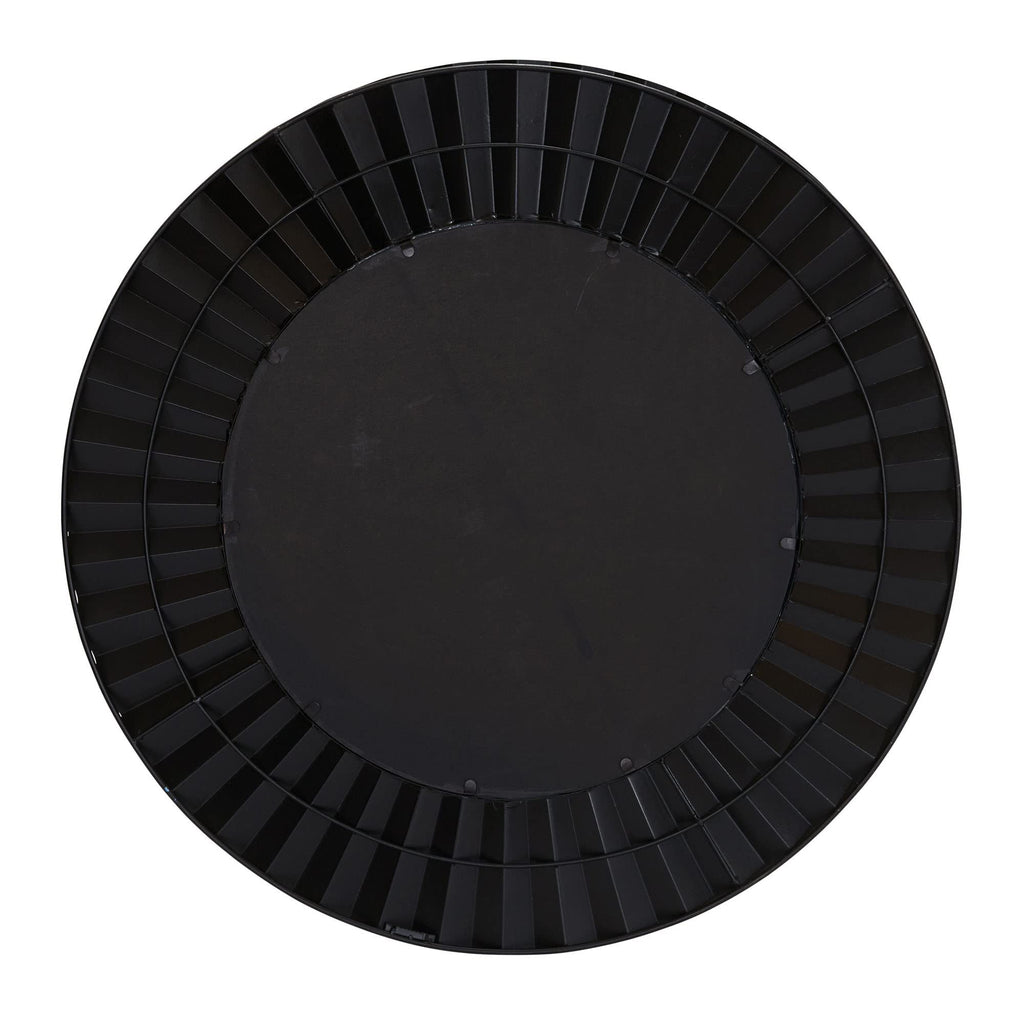 Round Metal Frame Decorative Sunburst Wall Mirror, Bronze