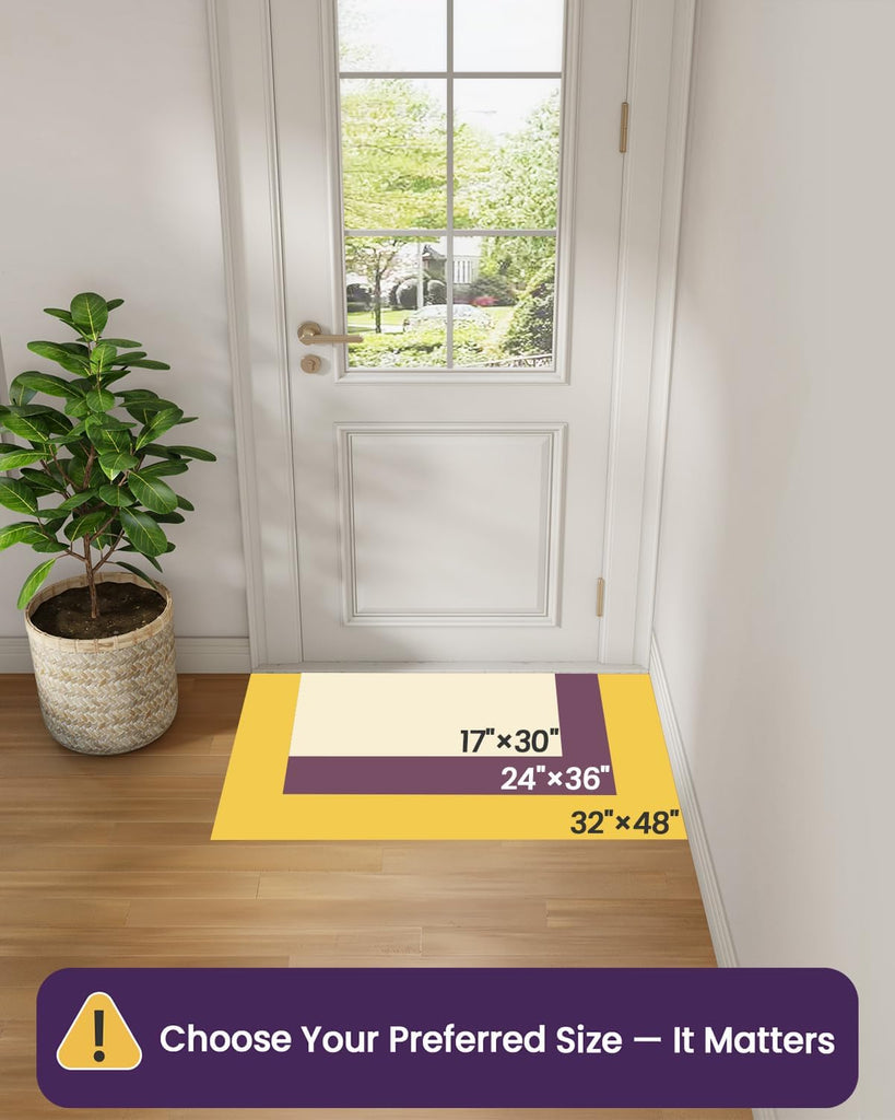Thin Door Mat Indoor Entrance 24x36, Non Slip Entryway Mat, Beige | Low Profile Front Doormat, Dirt-Trapping &